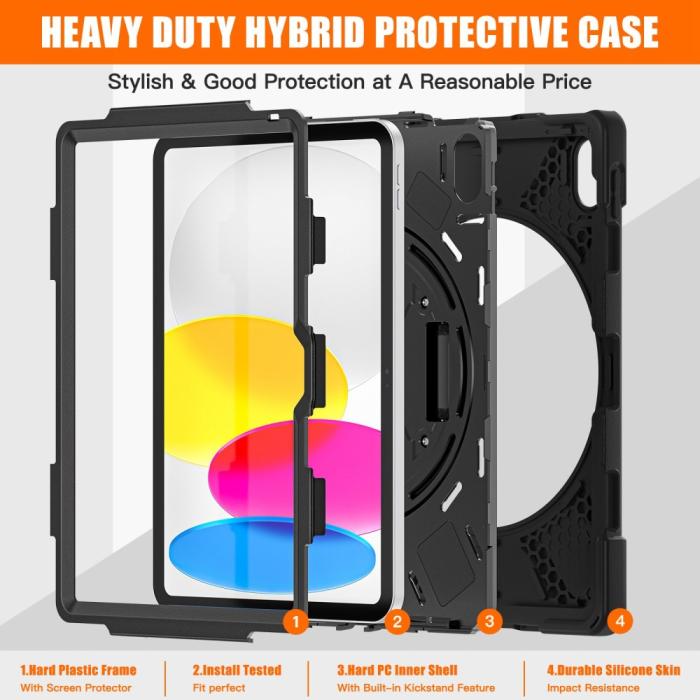 Bild 2, iPad 11 2025 / 10.9 2022 Skal X-Shape Hybrid Kickstand Svart
