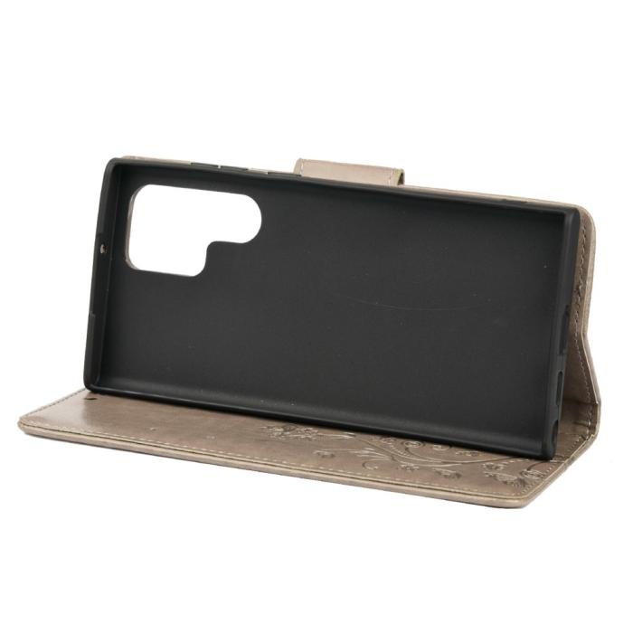 Bild 5, Samsung Galaxy S22 Ultra Fodral Tryckta Fjärilar Grå