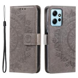 Xiaomi Redmi Note 12 4G Fodral Mandala Läder Grå