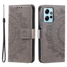 Xiaomi Redmi Note 12 4G Fodral Mandala Läder Grå
