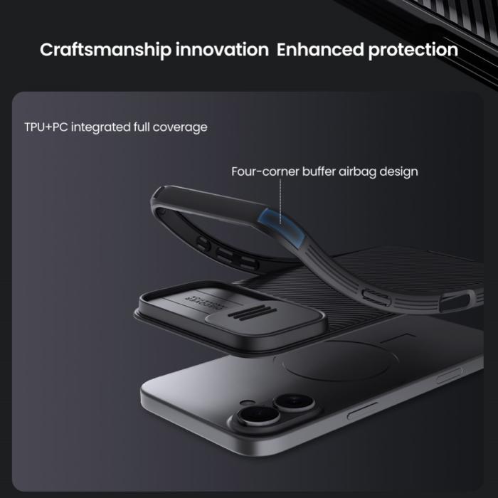 Bild 6, NILLKIN iPhone 16 Plus Skal MagSafe CamShield Pro Svart