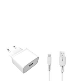 GEAR Väggladdare MFi 1xUSB 1A Lightning Kabel 1m Vit