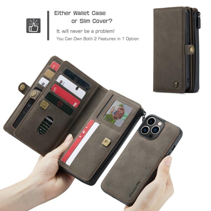 Bild 3, CASEME iPhone 13 Pro Fodral/Skal Magnet 2in1 Multifunktionell Brun