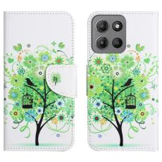 Motorola Moto G86 Power/G86 5G Fodral L&auml;der Gr&ouml;nt Tr&auml;d