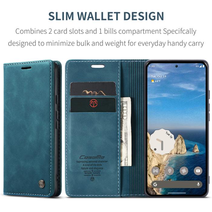 Bild 2, CASEME Google Pixel 10/10 Pro / 9/9 Pro Fodral Flip Retro Läder