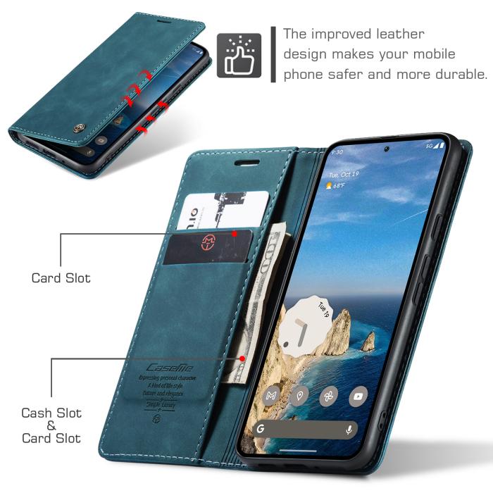 Bild 3, CASEME Google Pixel 10/10 Pro / 9/9 Pro Fodral Flip Retro Läder