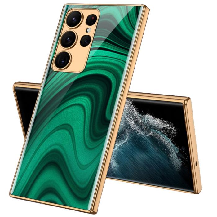 Bild 1, GKK Galaxy S24 Ultra Skal Härdat Glas Electroplate Peacock Green