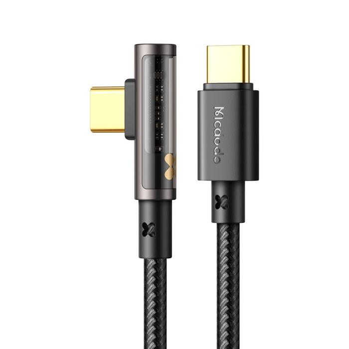 Bild 1, Mcdodo 1.8m 100W Snabbladdningskabel USB-C/USB-C 90 Grader Svart