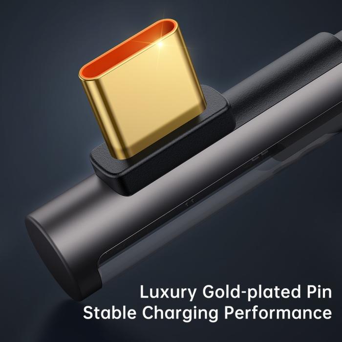 Bild 3, Mcdodo 1.8m 100W Snabbladdningskabel USB-C/USB-C 90 Grader Svart