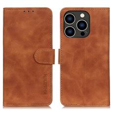 KHAZNEH iPhone 16 Pro Fodral Retro L&auml;der Brun