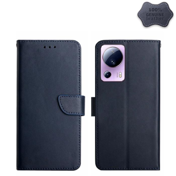 Bild 1, Xiaomi 13 Lite 5G Fodral Äkta Läder Nappa Textur Blå