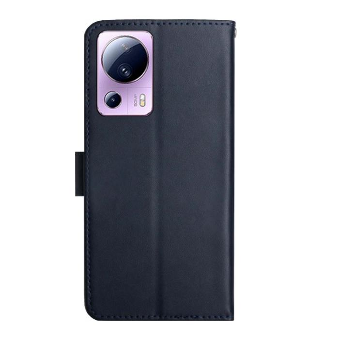 Bild 3, Xiaomi 13 Lite 5G Fodral Äkta Läder Nappa Textur Blå