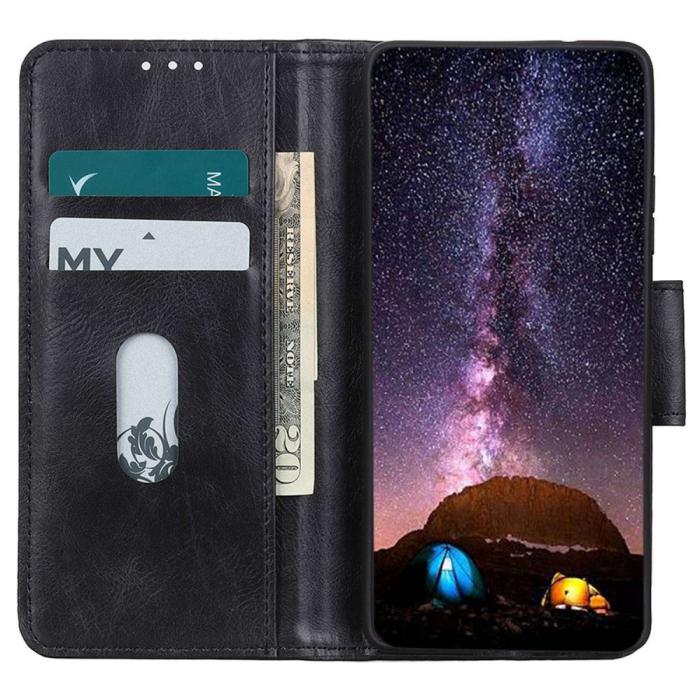 Bild 2, Samsung Galaxy S23 Ultra Fodral Crazy Horse Split Läder Svart