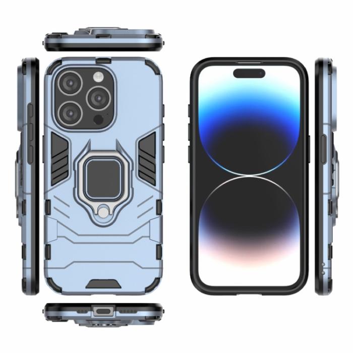 Bild 2, iPhone 15 Pro Skal Armor Hybrid Ring Blå