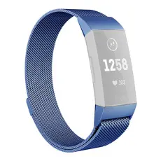 Milanese Loop Metall Armband Fitbit Charge 4/3 Bl&aring;