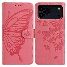 iPhone 17 Pro Fodral Med Fj&auml;ril Tryck Rosa