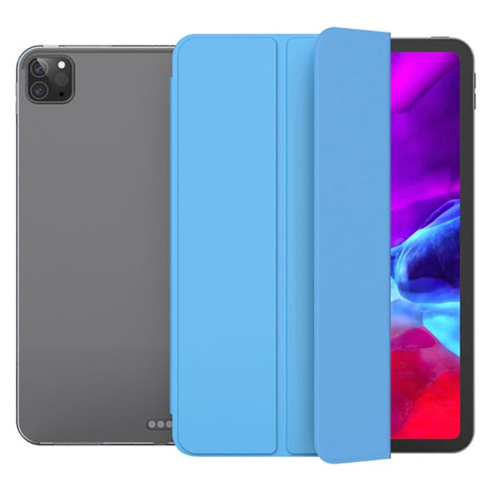 Bild 1, iPad Pro 12.9 (2021) - Tri-Fold Läder Fodral - Ljus Blå