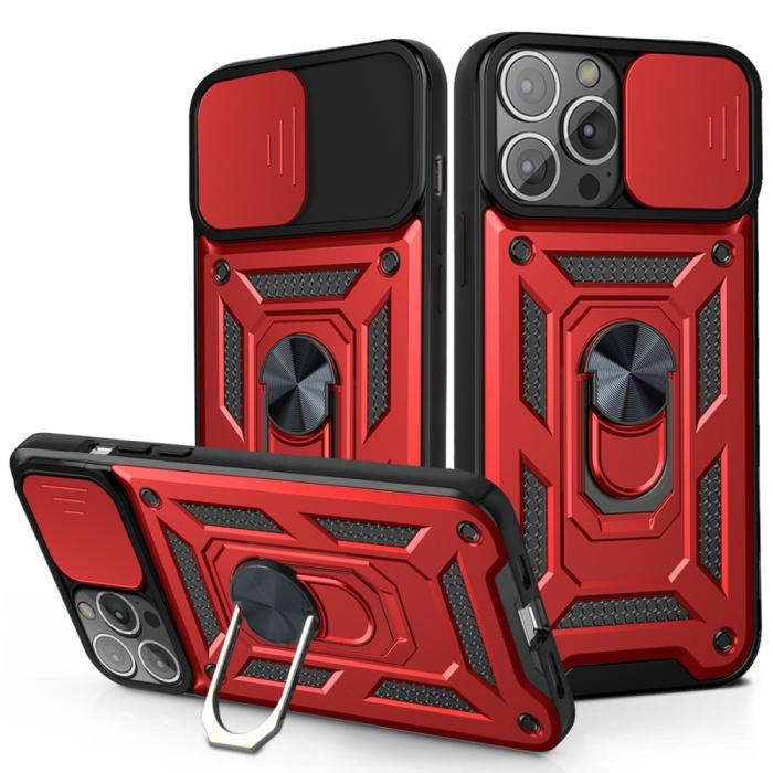 Bild 1, iPhone 13 Pro Max - CamShield Armor Hybrid Ring Skal - Röd