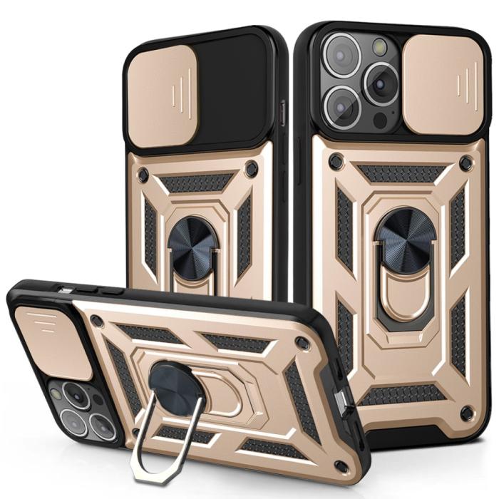 Bild 1, iPhone 13 Pro Max - CamShield Armor Hybrid Ring Skal - Guld