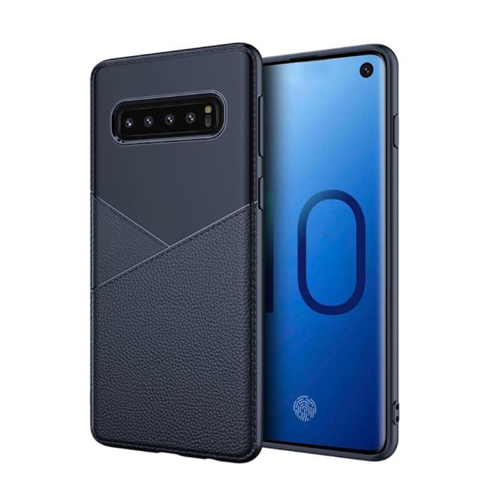 Bild 1, Samsung Galaxy S10 - Litchi TPU Skal - Mörk Blå