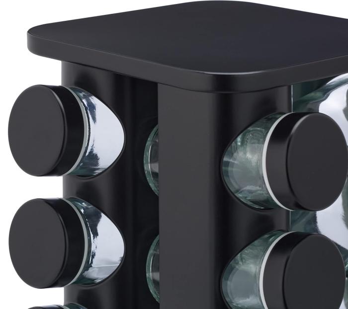 Bild 2, Roterande kryddställ med 20 glasburkar - Svart