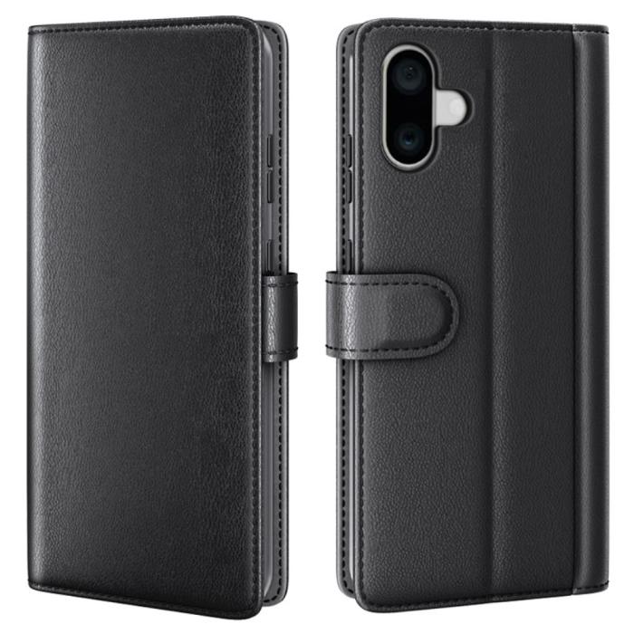 Bild 1, iPhone 16 Fodral Premium Äkta Läder Svart
