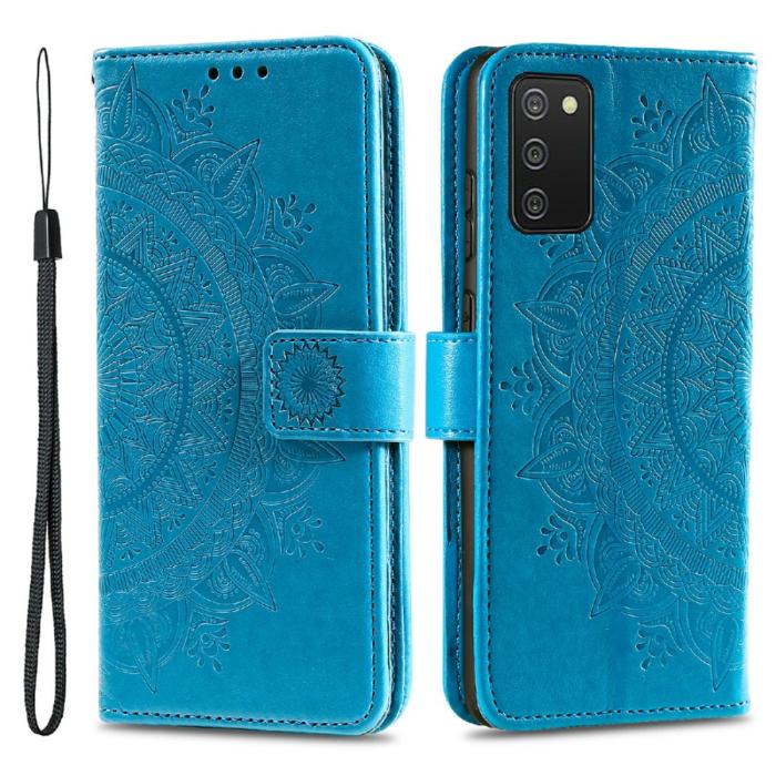 Bild 1, Samsung Galaxy A03s Fodral Mandala Läder Blå