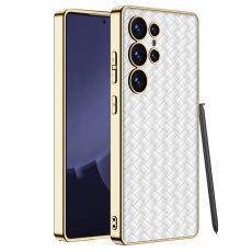 GKK Samsung Galaxy S25 Ultra Skal V&auml;vd Hybrid L&auml;der Vit