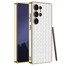 GKK Samsung Galaxy S25 Ultra Skal V&auml;vd Hybrid L&auml;der Vit