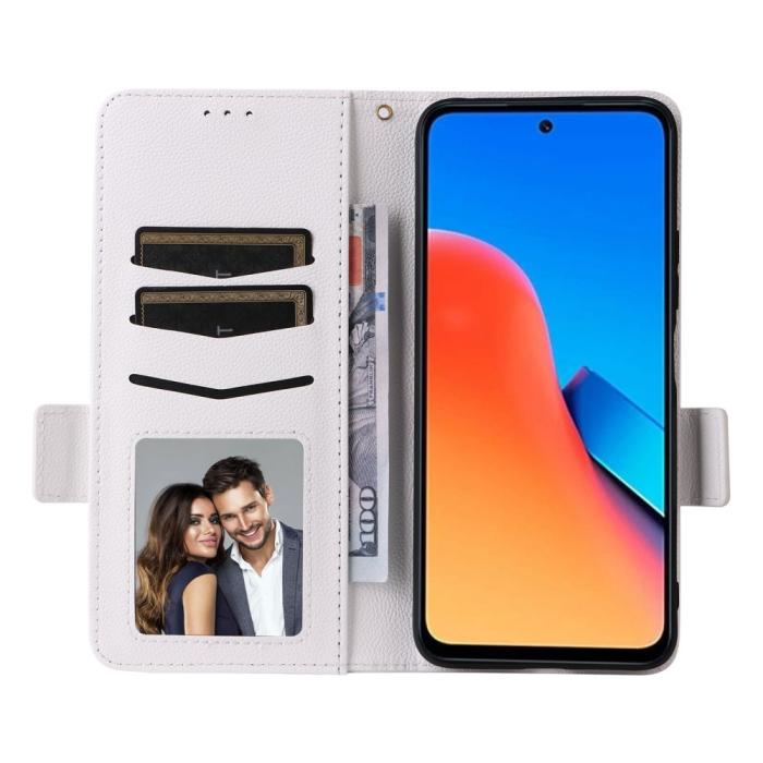Bild 2, Xiaomi Redmi 12 5G/4G Fodral Litchi Läder Vit