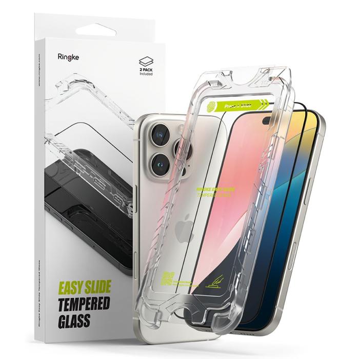 Bild 1, Ringke iPhone 16 Pro 2-PACK Skärmskydd Easy Slide Svart
