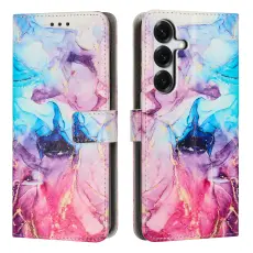 Samsung Galaxy S26 Fodral L&auml;der Marmor Rosa / Lila