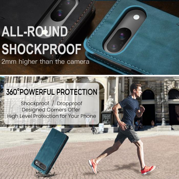 Bild 6, CASEME Google Pixel 10/10 Pro / 9/9 Pro Fodral Flip Retro Läder