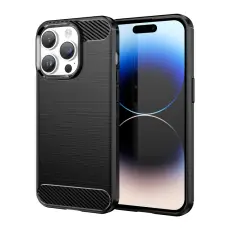 iPhone 15 Pro Max Skal Borstad St&aring;l Textur Svart