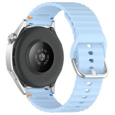 Klockarmband 22 mm Silikon Wave Design Ljus Bl&aring;