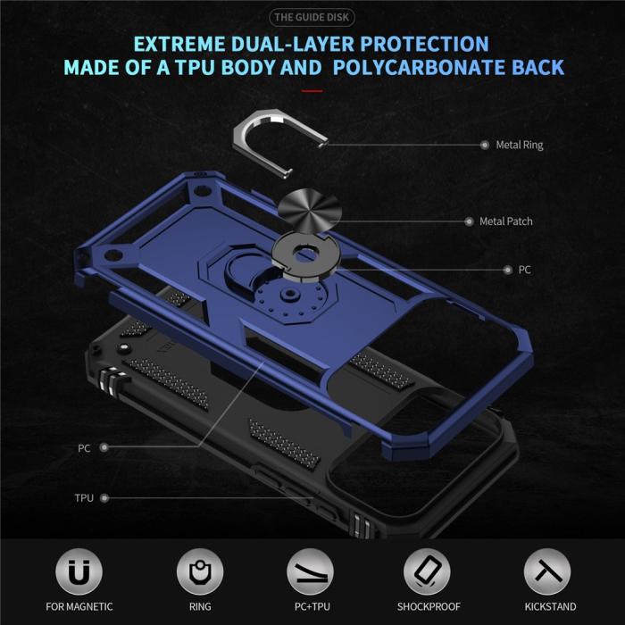 Bild 2, iPhone 17 Pro Max Skal Shockproof Hybrid Ring Blå