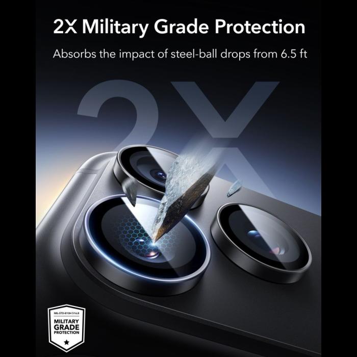 Bild 4, ESR iPhone 18 Pro / 18 Pro Max 2-PACK Linsskydd Svart