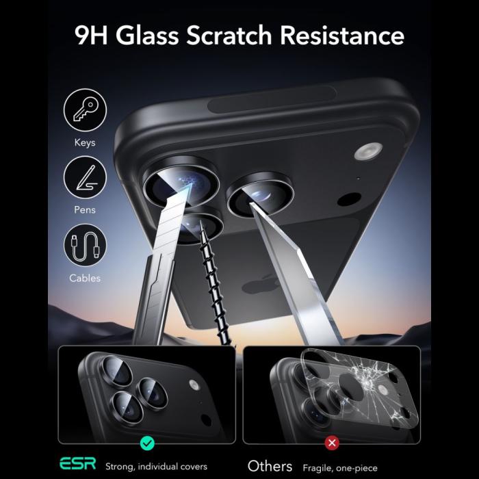 Bild 6, ESR iPhone 18 Pro / 18 Pro Max 2-PACK Linsskydd Svart