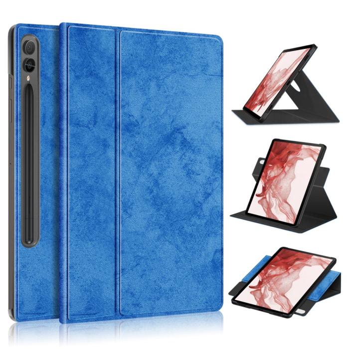 Bild 1, Galaxy Tab S9 Fodral Läder 360° Rotation Blå