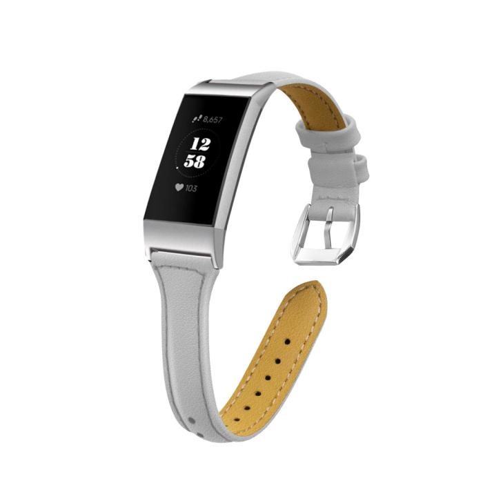 Bild 2, Äkta Läder Armband Fitbit Charge 4/3 Grå