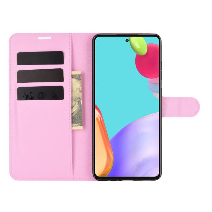 Bild 4, Samsung Galaxy A52 / A52s - Litchi Textur Fodral - Ljus Rosa