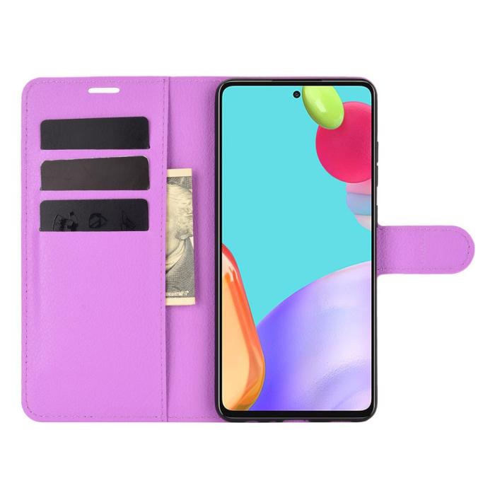 Bild 4, Samsung Galaxy A52 / A52s - Litchi Textur Fodral - Lila