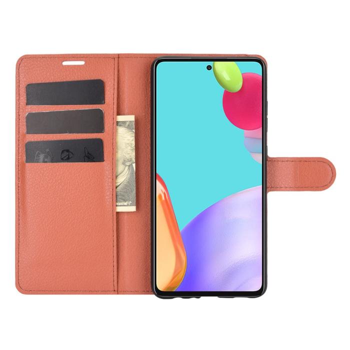 Bild 4, Samsung Galaxy A52 / A52s - Litchi Textur Fodral - Brun