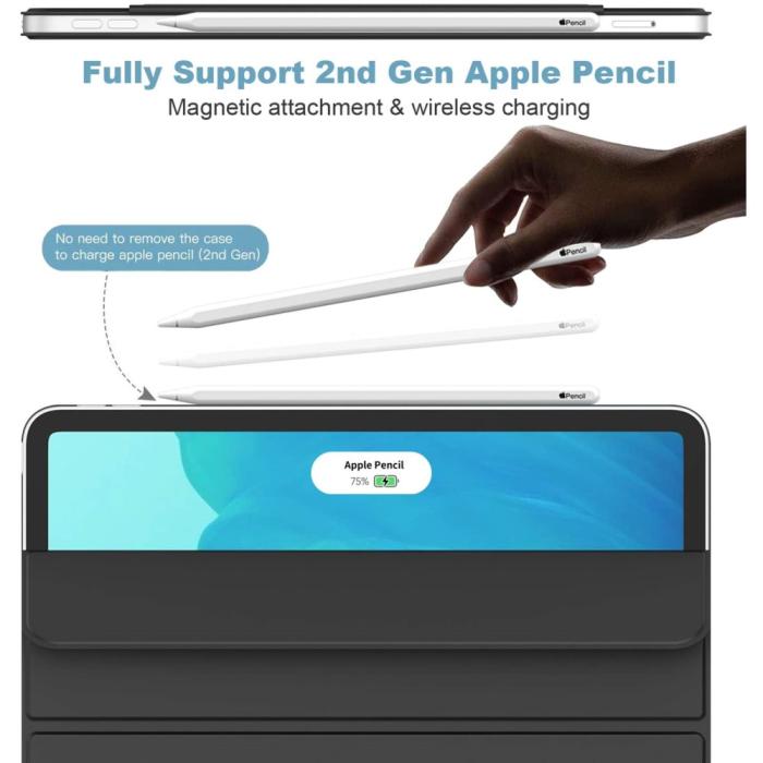 Bild 2, iPad Pro 11 (2021) - 2in1 Magnet Tri-Fold Fodral - Svart