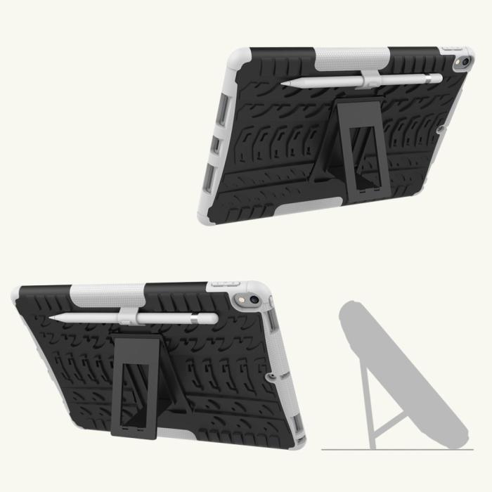Bild 3, iPad Air 10.5 (2019) / Pro 10.5 (2017) - Rugged Kickstand Armor Skal - Vit