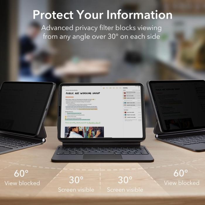 Bild 3, ESR iPad Pro 12.9 2018/2020/2021/2022 Skärmskydd Magnetiskt Privacy