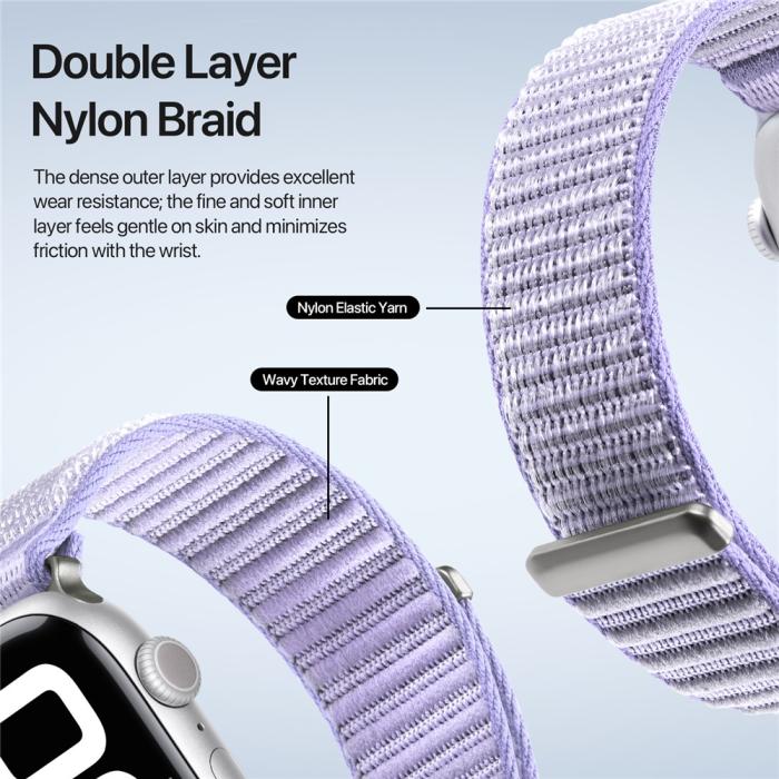 Bild 6, DUX DUCIS Apple Watch 38/40/41/42 mm Armband Nylon Loop Lila