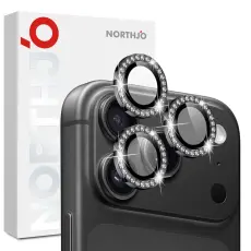 NORTHJO iPhone 18 Pro/18 Pro Max Linsskydd Strass Svart