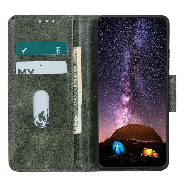 Bild 3, Samsung Galaxy A54 5G Fodral Crazy Horse Läder Grönsvart