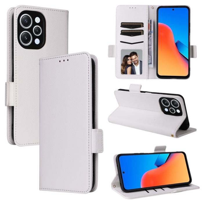 Bild 5, Xiaomi Redmi 12 5G/4G Fodral Litchi Läder Vit